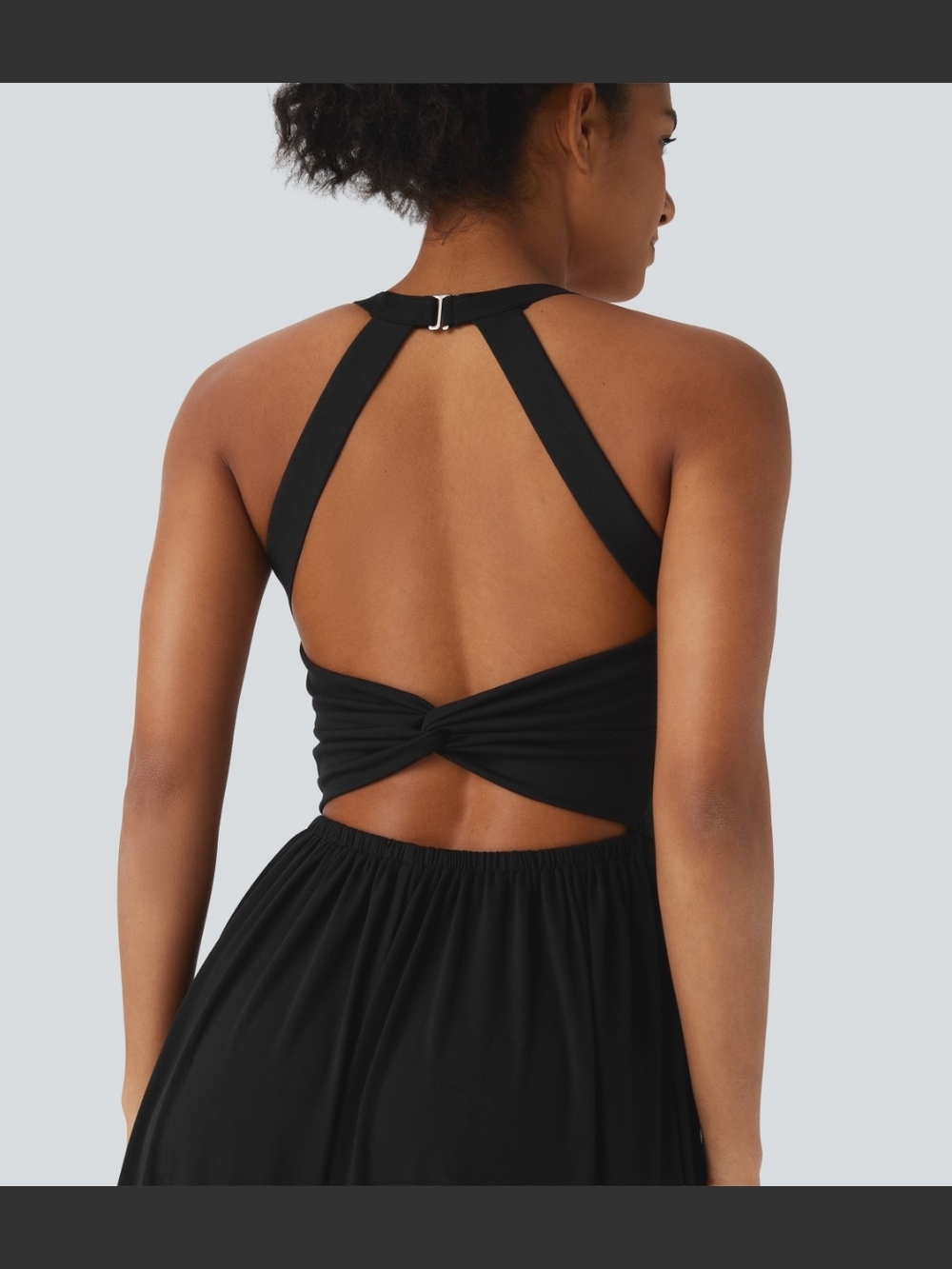 HALARA Black Twisted Open-Back Maxi Dress
